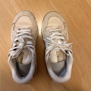 Lacoste Beige and Off-White Suede & Mesh Sneakers